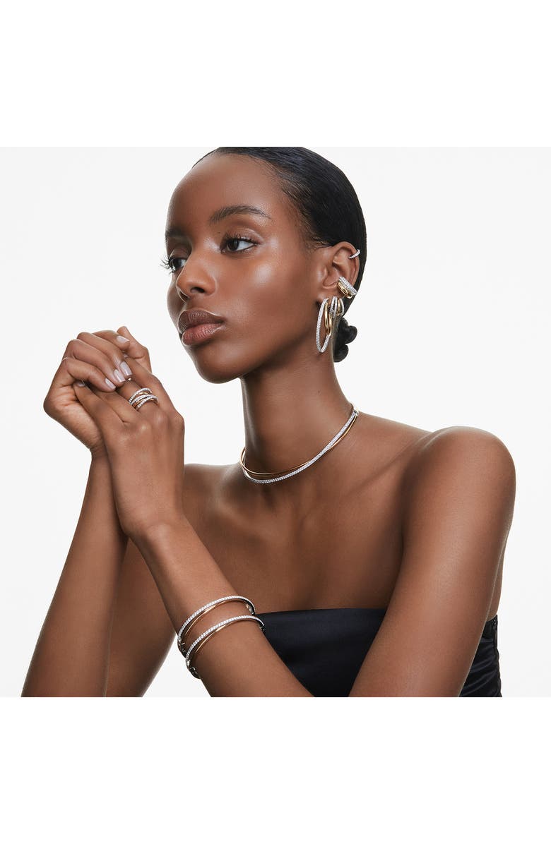 Swarovski Matrix Mini Hoop Earrings, Alternate, color, White/ Silver