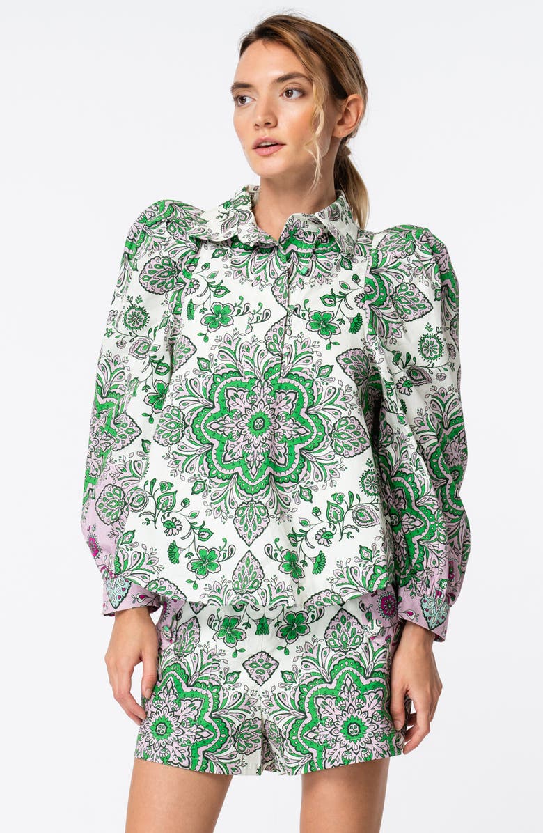 CIEBON Krisa Puff Sleeve Top, Alternate, color, Green Multi