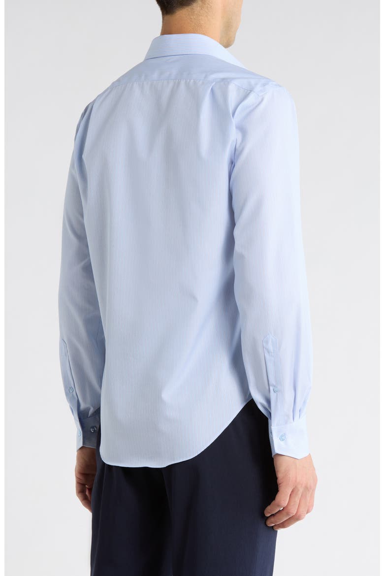 Trim Fit Vertical Stripe Cotton Dress Shirt, Alternate, color, LIGHT BLUE