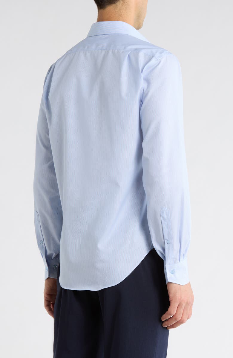 Lorenzo Uomo Trim Fit Vertical Stripe Cotton Dress Shirt, Alternate, color, Light Blue