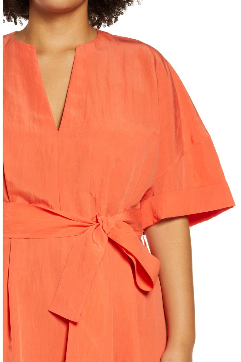 Cuff Sleeve Belted Midi Dress, Alternate, color, BURNT ORCHID
