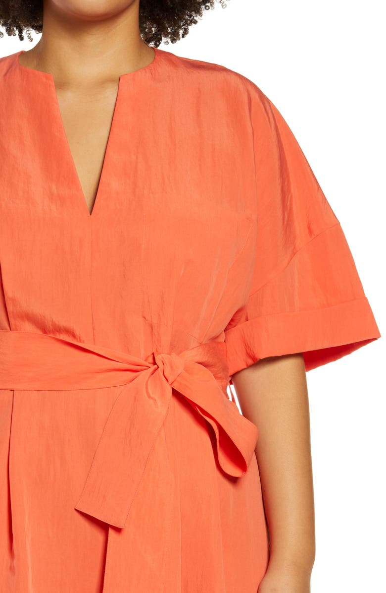 Vince Cuff Sleeve Belted Midi Dress, Alternate, color, 