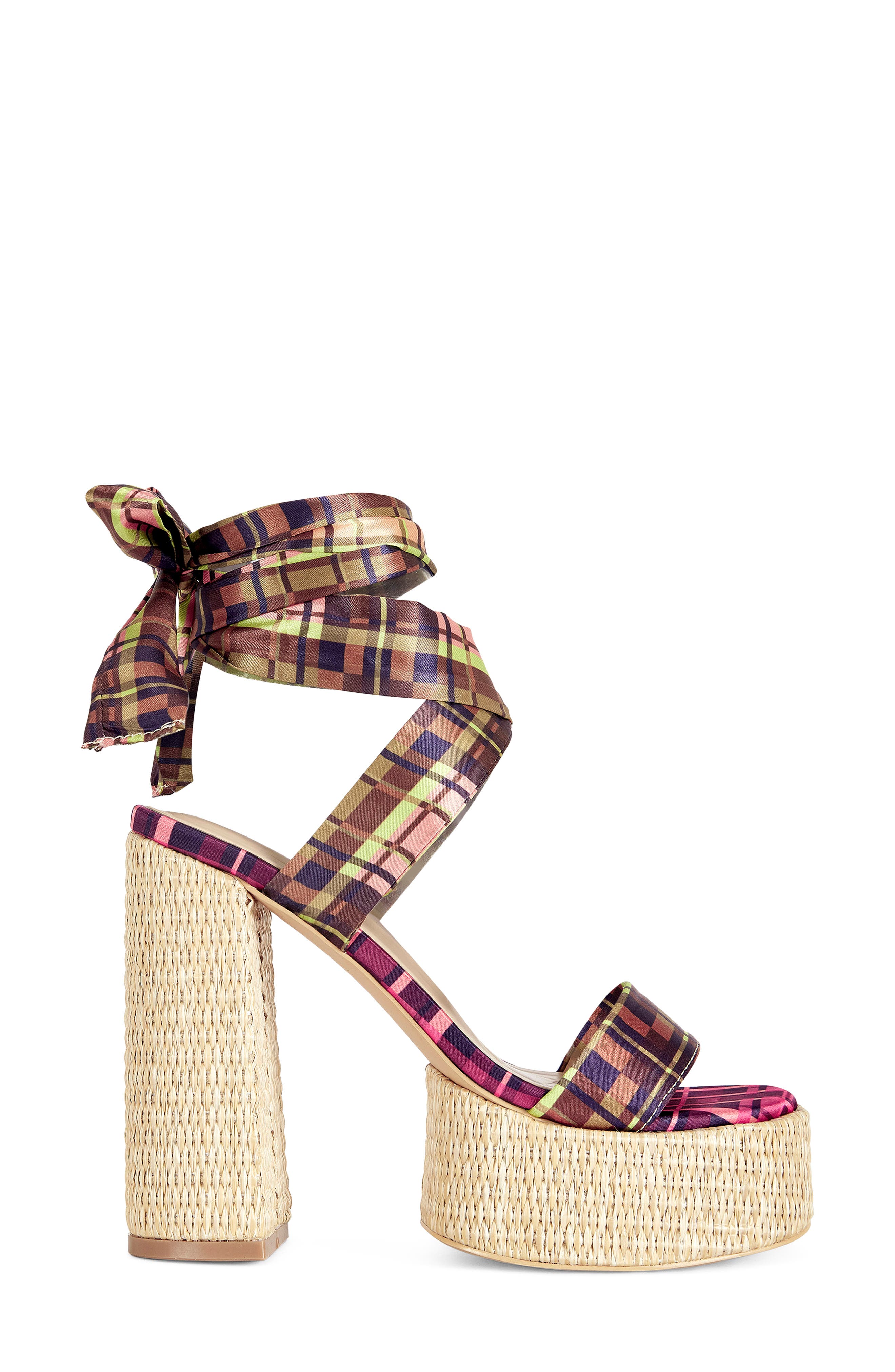 AZALEA WANG Lazuli Ankle Wrap Platform Sandal, Alternate, color, Orange Multi