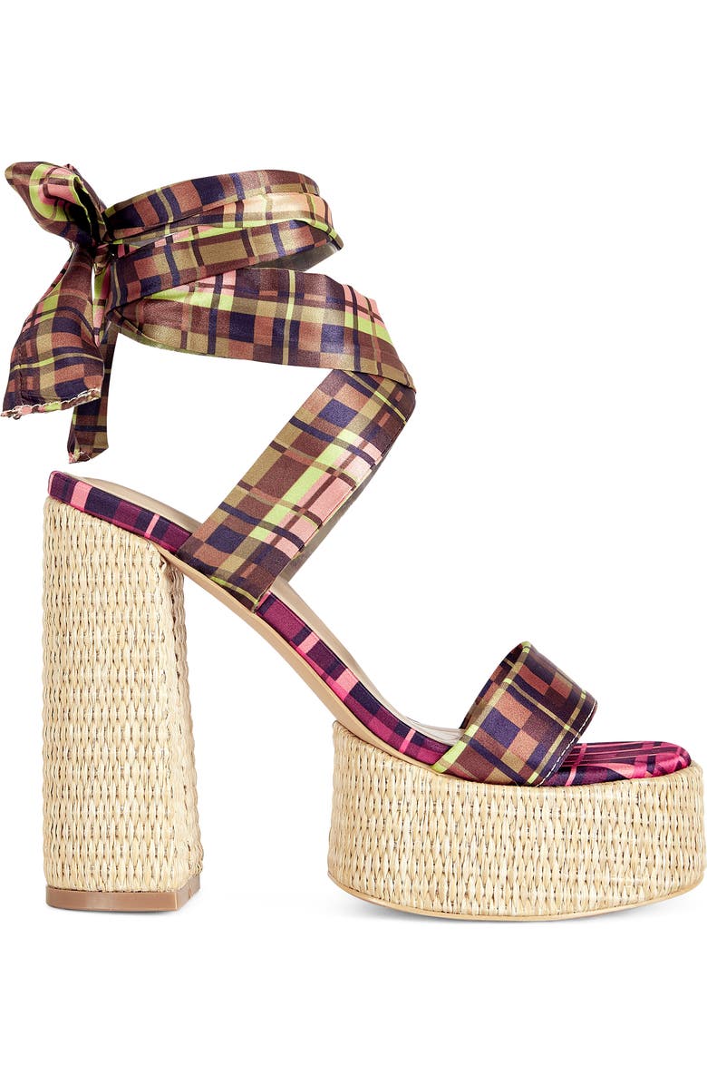 AZALEA WANG Lazuli Ankle Wrap Platform Sandal, Alternate, color, Orange Multi