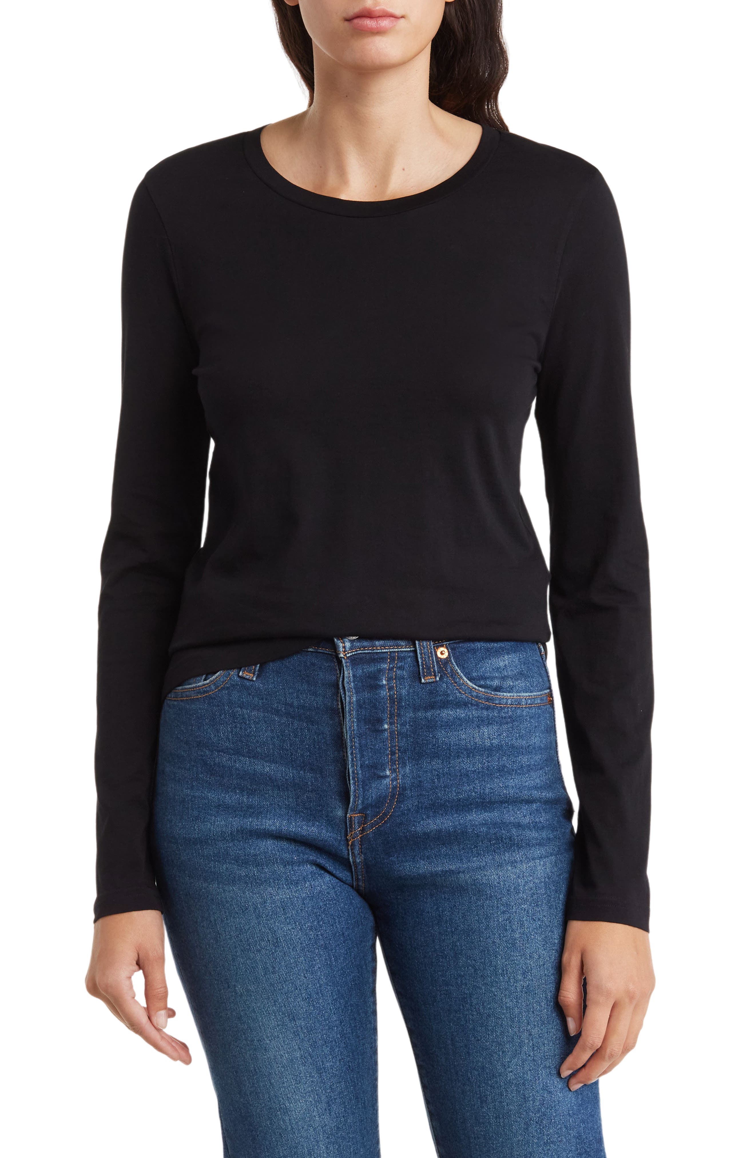 Nordstrom Crewneck Long Sleeve Pima Cotton T-Shirt