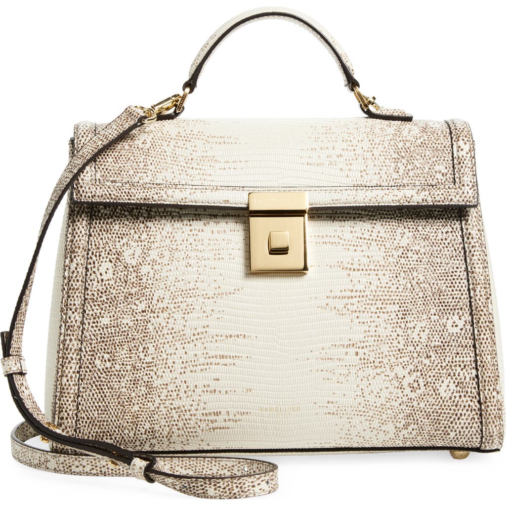 Demellier Medium Paris Leather Top Handle Bag In Brown