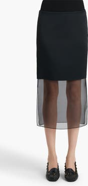 Khaite Sybil Bonded Crepe & Organza Midi Skirt