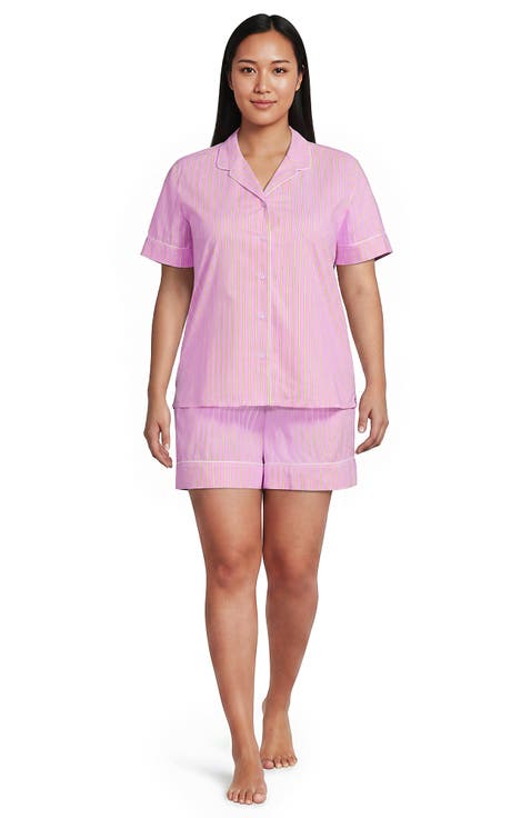 Poplin 2 Piece Pajama Set - Short Sleeve Shirt and Shorts