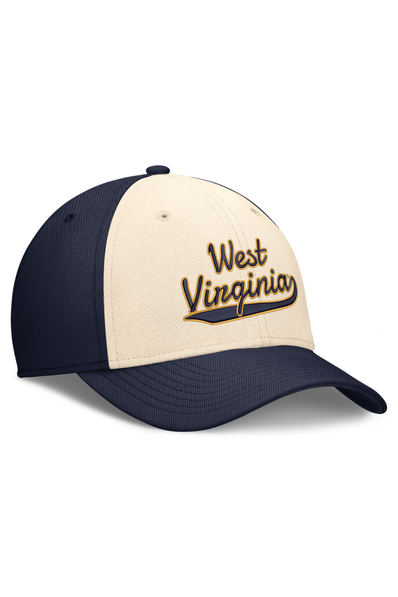 Men's Nike  Natural/Navy West Virginia Mountaineers Legacy Swooshflex Dri-FIT Hat, Alternate, color, Natural