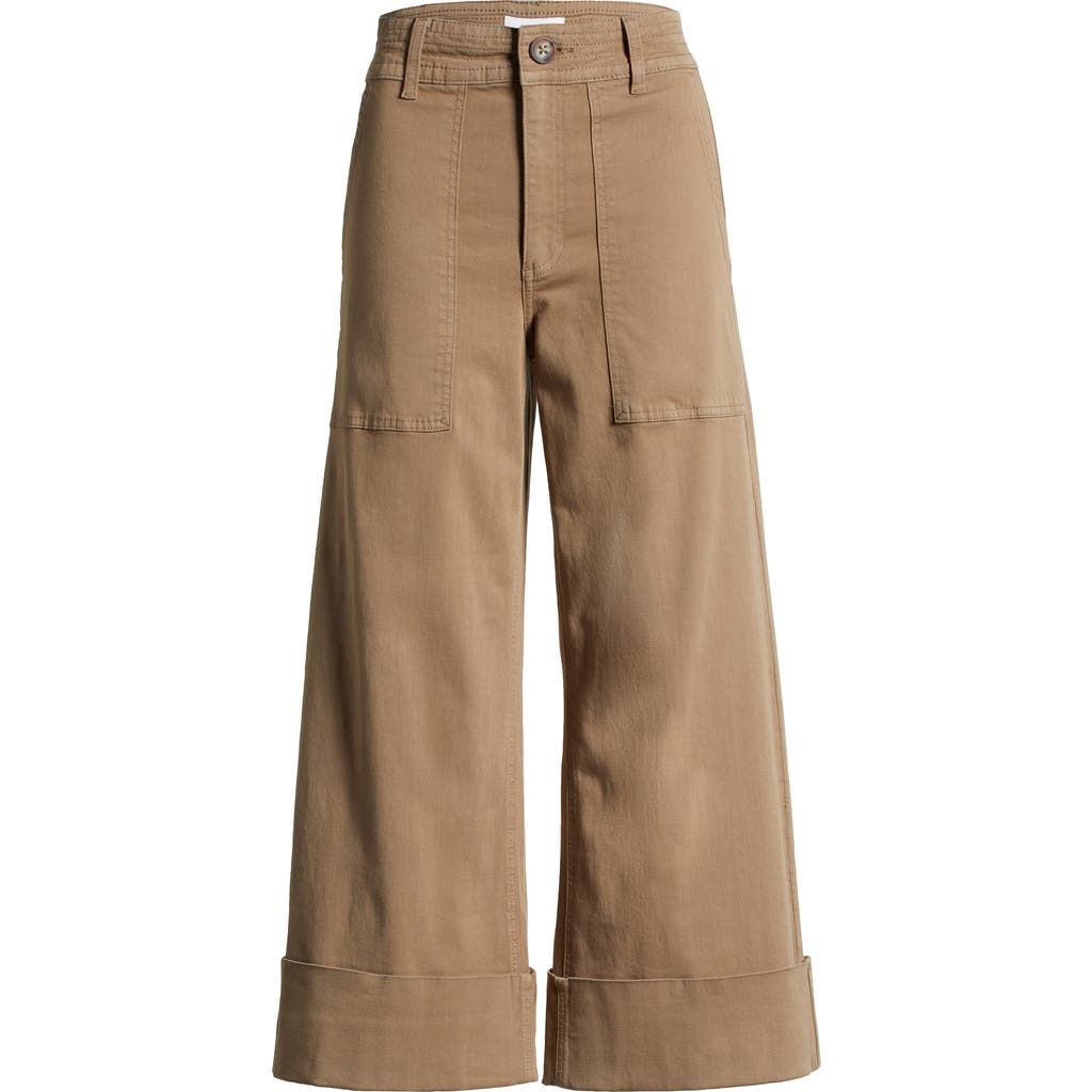 Pistola Maya Cuffed Hem Wide Leg Pants In Biscuit In Biscuit
