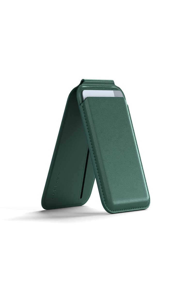 Satechi Vegan-Leather Magnetic Wallet Stand, Main, color, Forest Green