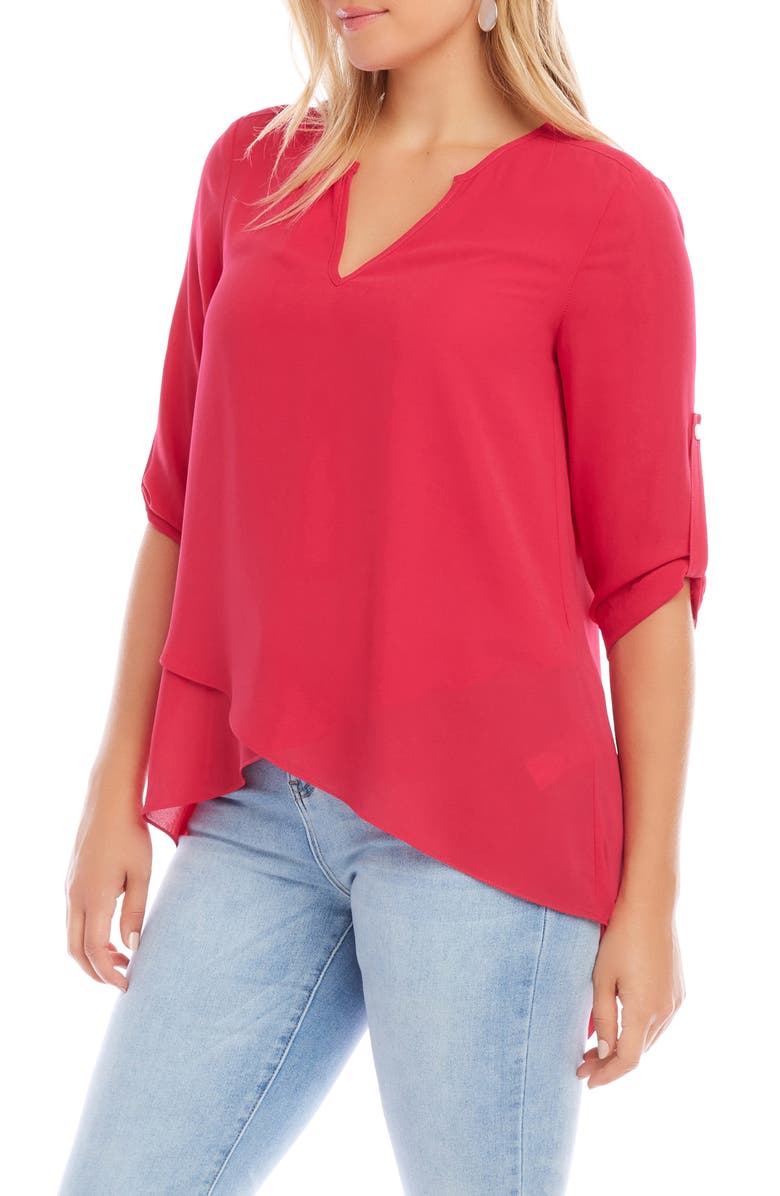 Karen Kane Asymmetrical Wrap Hem Top, Alternate, color, 