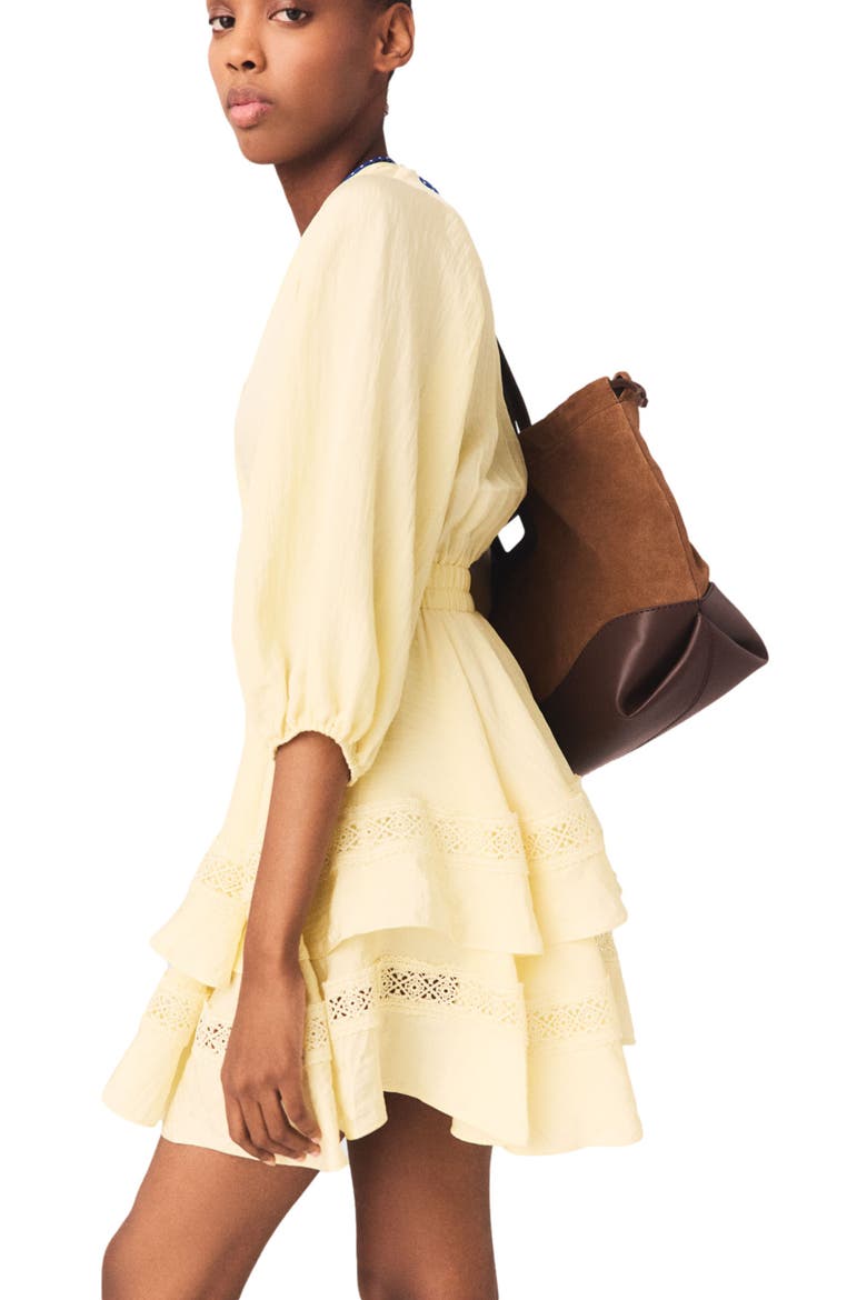 Short ruffled dress, Alternate, color, Pale yellow
