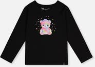 Deux par Deux Rainbow Teddy Bear Raglan Organic Cotton Crew Neck T-Shirt