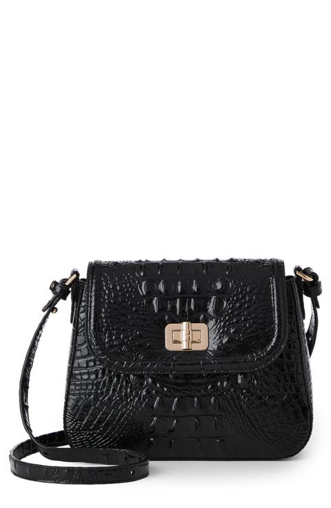 Gianna Croc Embossed Leather Crossbody Bag