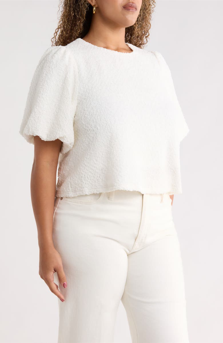 SUGARLIPS Bubble Sleeve Crop Top, Alternate, color, White