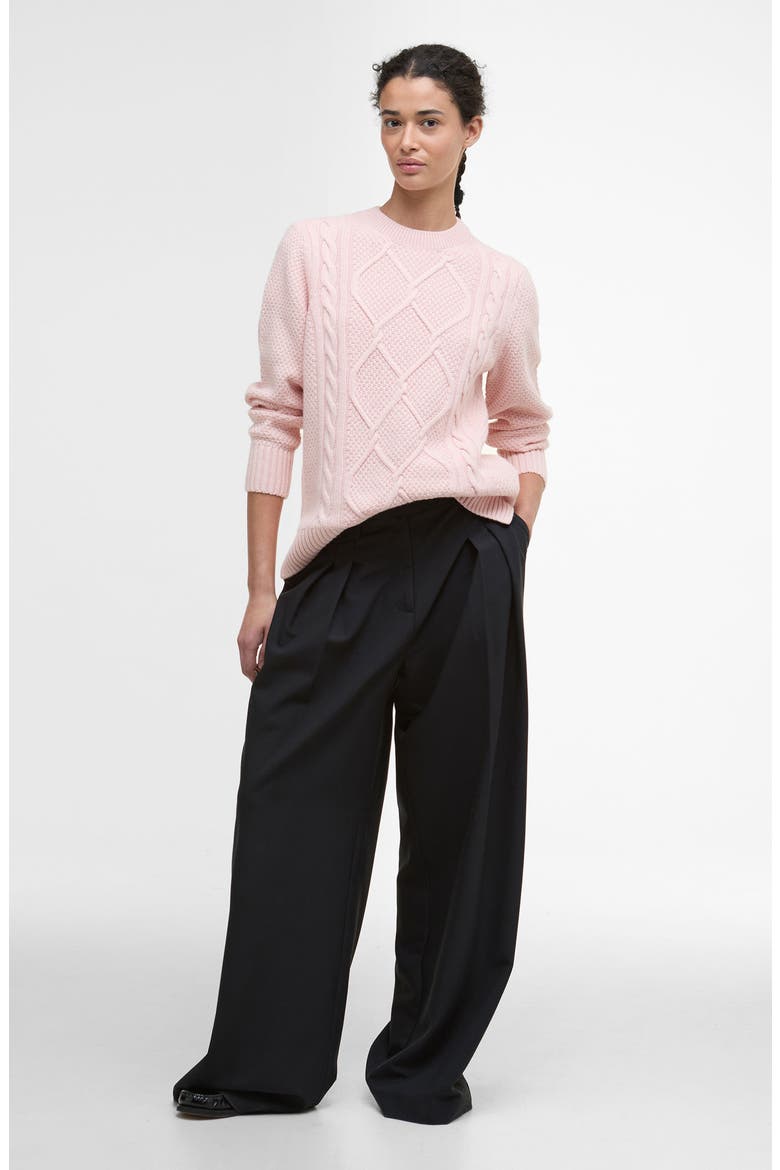 Burne Cable Wool Blend Sweater, Alternate, color, PINK BLUSH