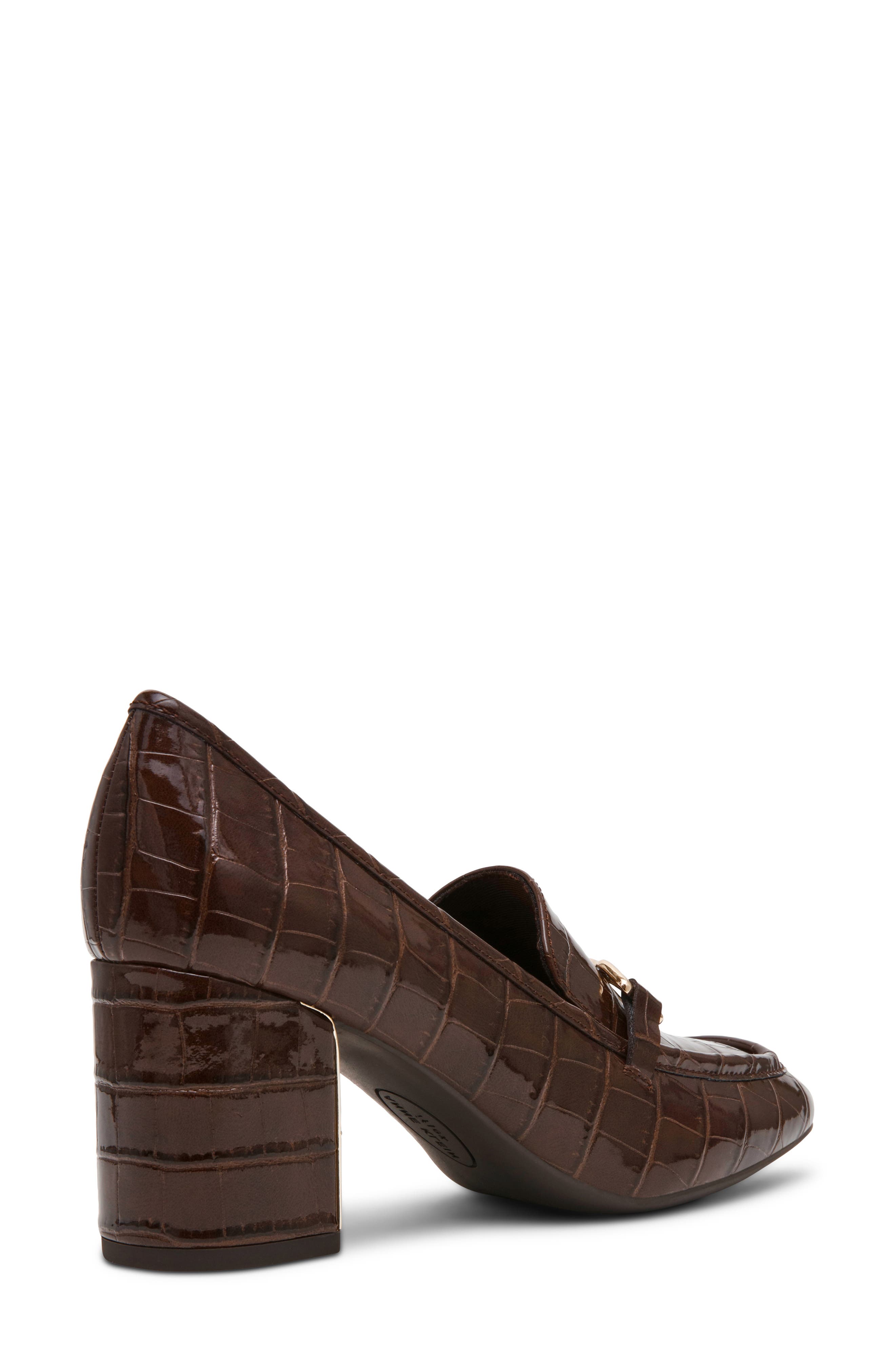 Telia Faux Leather Loafer Pump, Alternate, color, BROWN CROCO PATENT PU