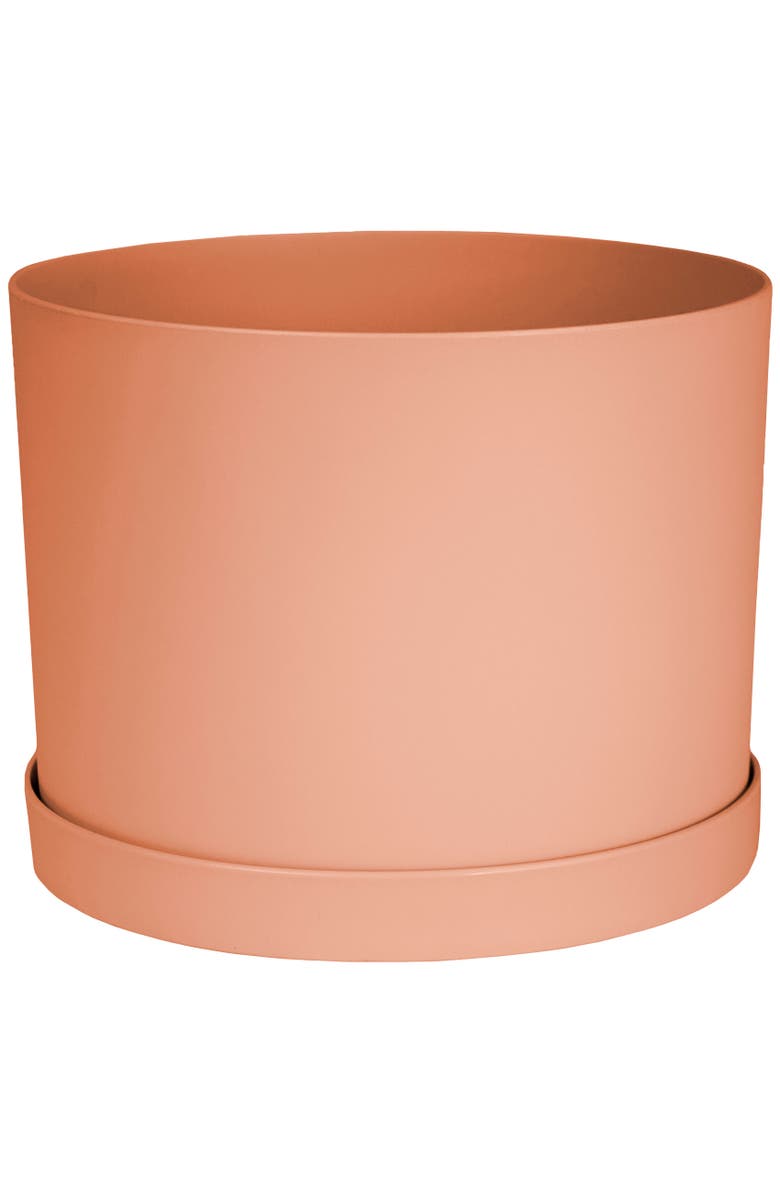 Bloem Mathers 6.5W x 8.5"H Gardening Planter with Saucer Tray, Muted Terra Cotta, Main, color, Orange