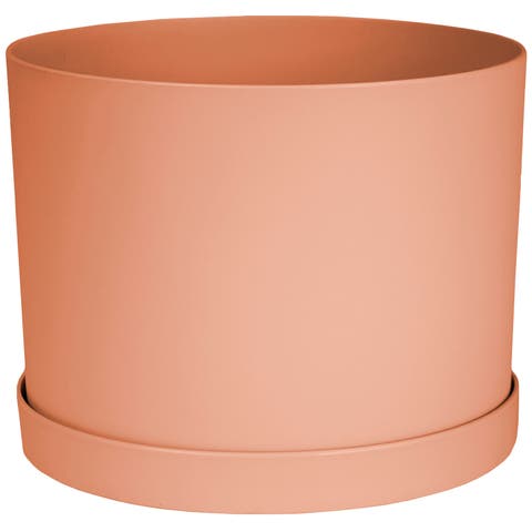 Mathers 6.5W x 8.5"H Gardening Planter with Saucer Tray, Muted Terra Cotta
