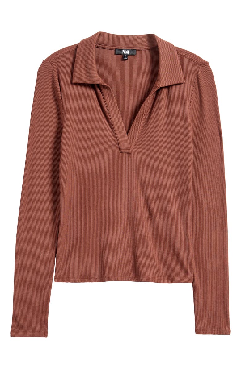 PAIGE Silene Rib Polo Top, Alternate, color, French Press