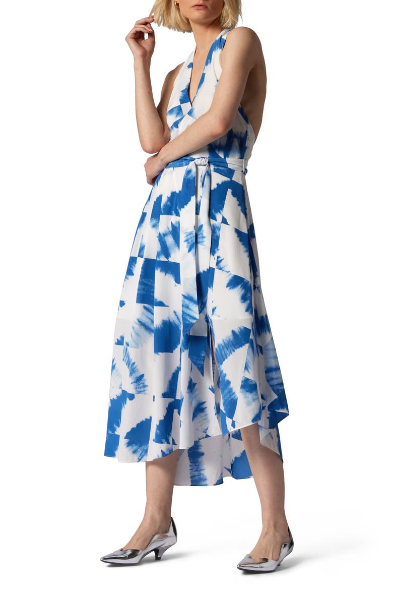 Alejandra Silk Dress, Main, color, BRIGHT BLUE MULTI