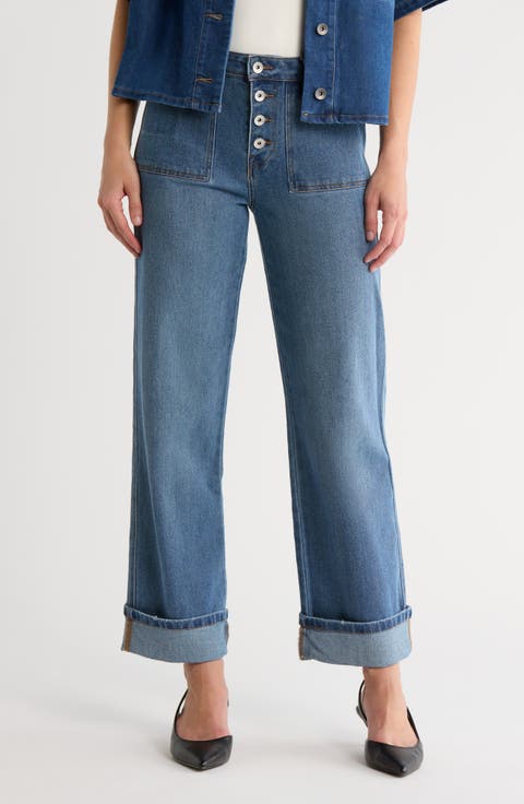 Cuffed Straight Leg Jeans
