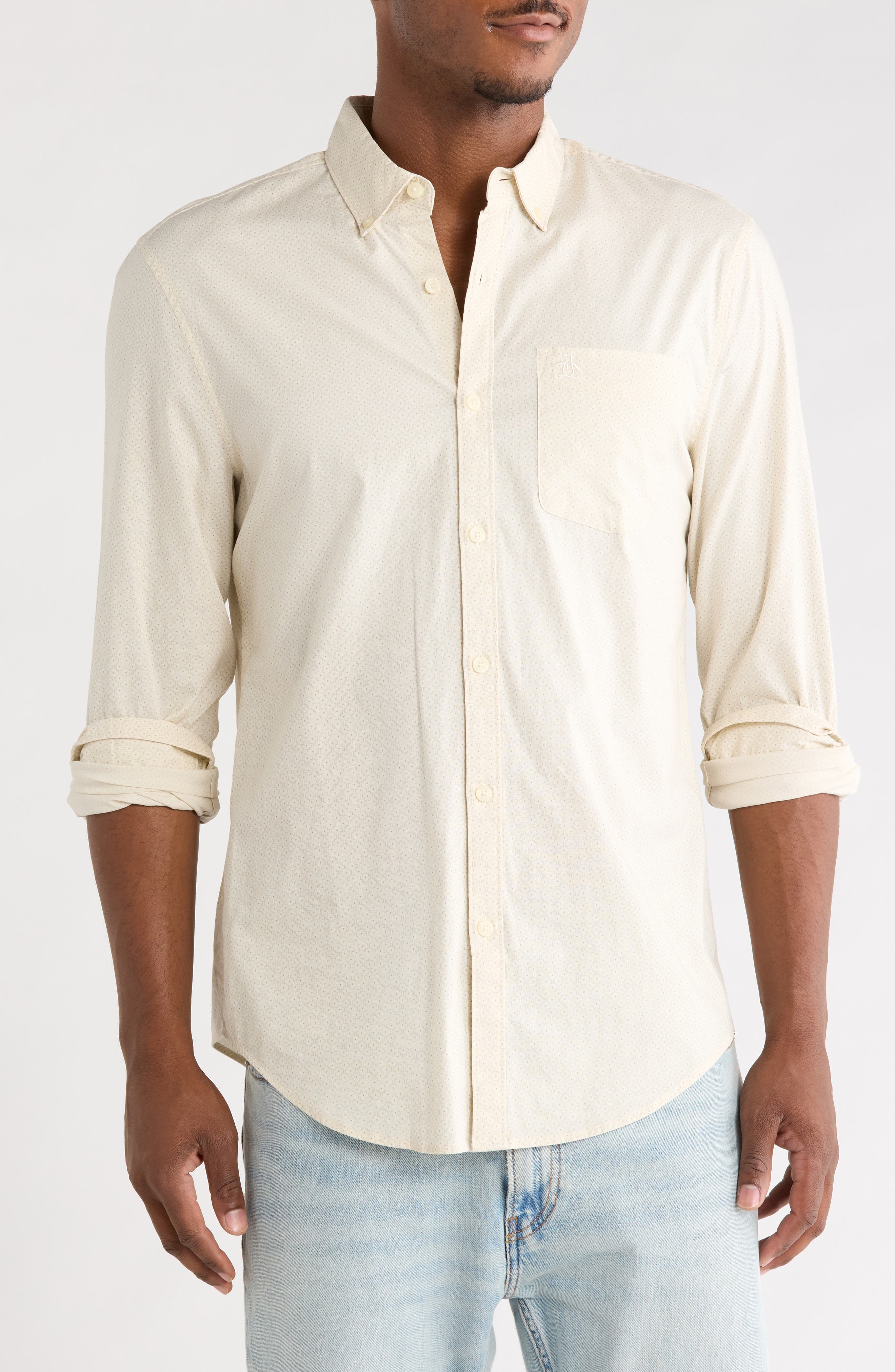 Stretch Poplin Cotton Button-Down Shirt
