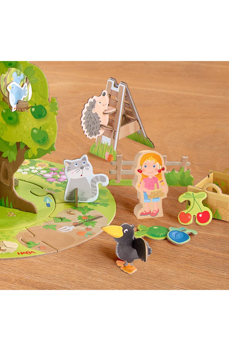 HABA 3D Puzzle Orchard Play World 40 Pieces with Wooden Figures, Alternate, color, Green Multi