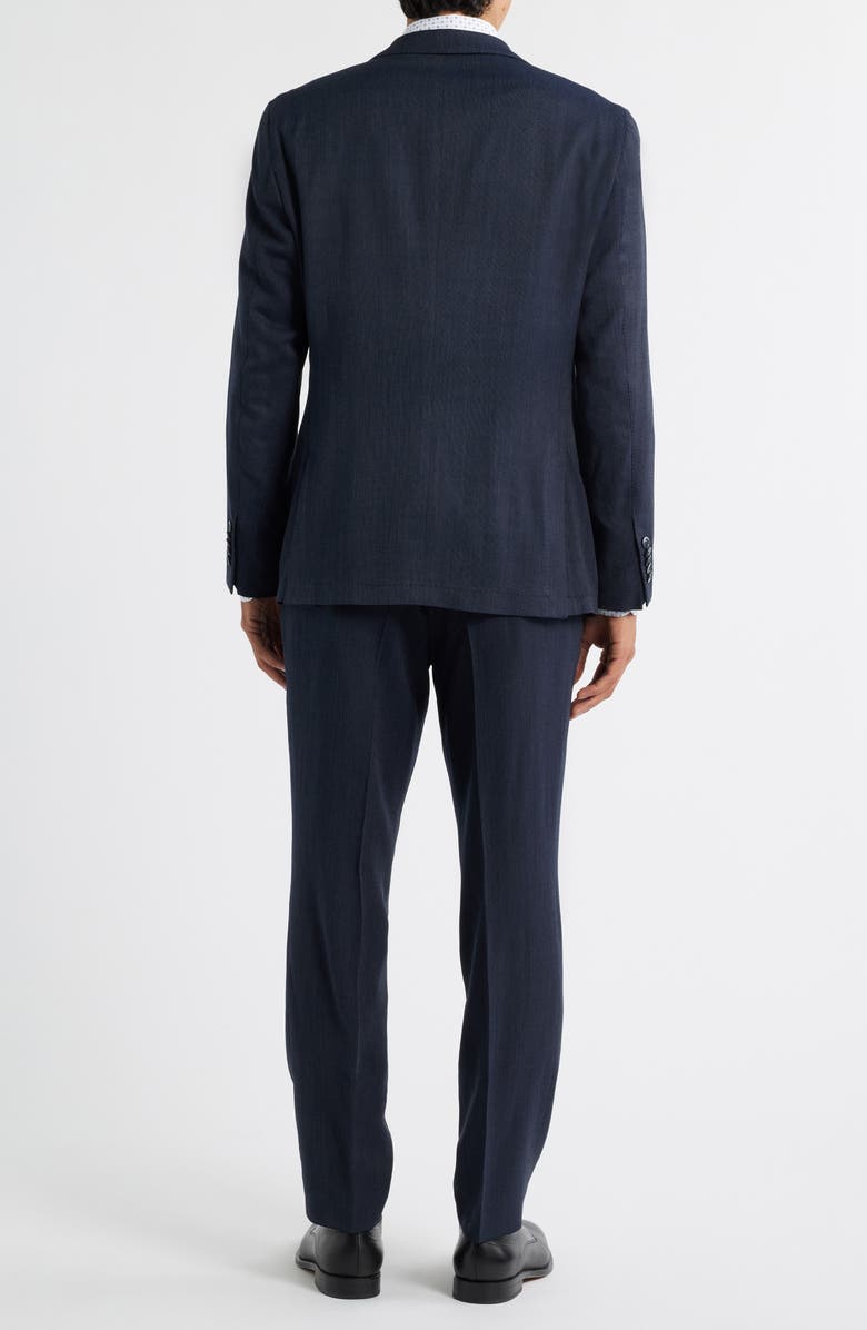 BOSS Heston Slim Fit Textured Stretch Wool Suit, Alternate, color, Dark Blue