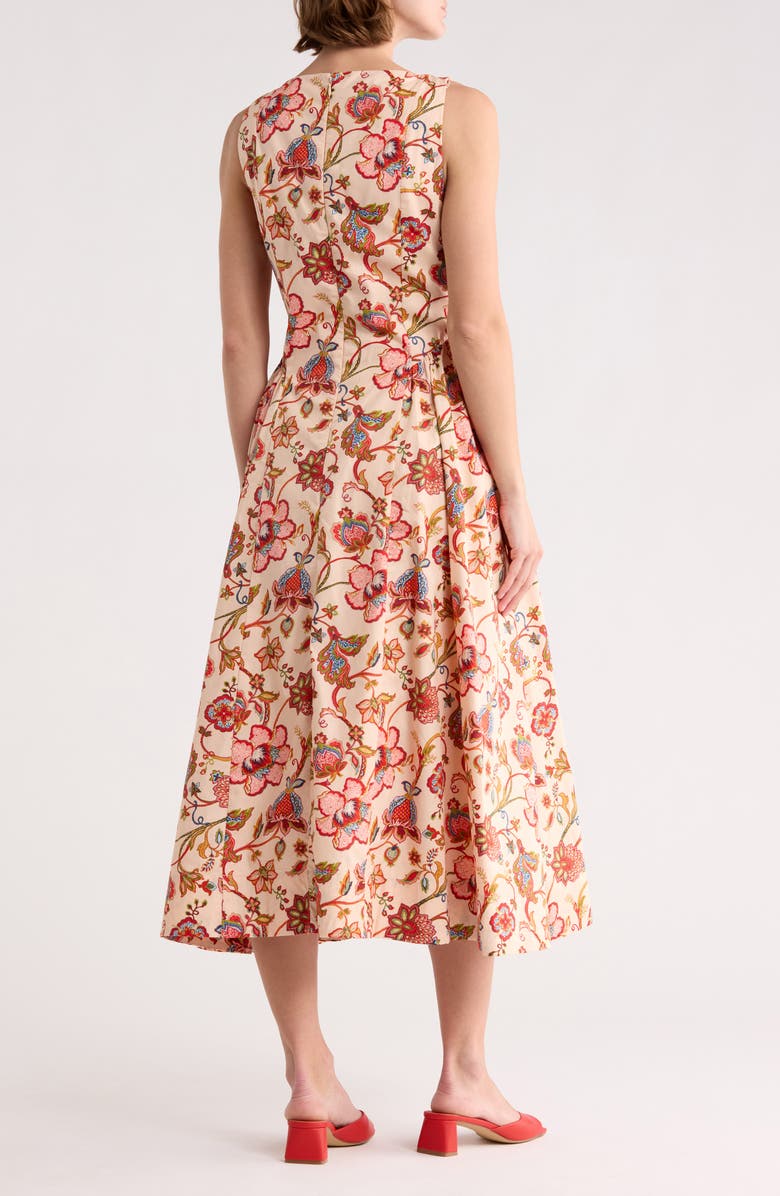 CeCe Sleeveless Cotton Midi Dress, Alternate, color, Poppy Red