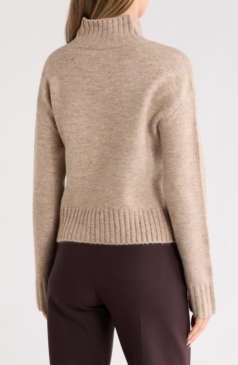 Ellen Tracy Pearly Studded Crop Sweater, Alternate, color, Taupe Mix
