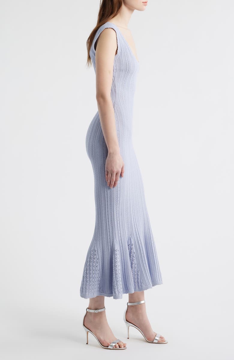 LoveShackFancy Tayleen Pointelle Knit Midi Dress, Alternate, color, Moon Wash