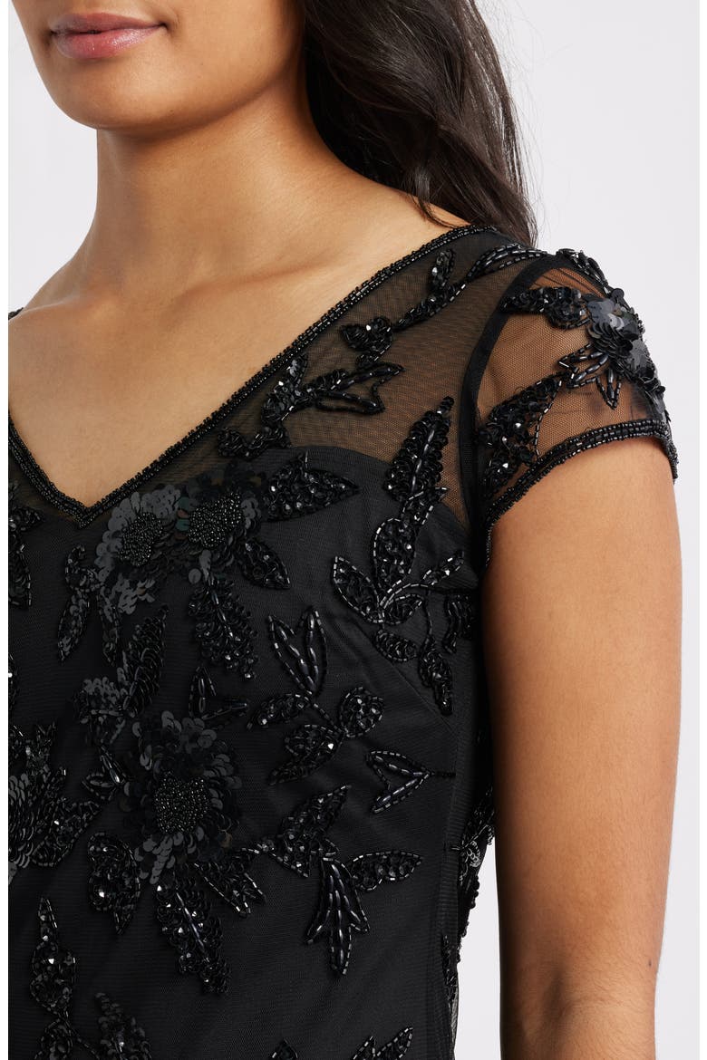 Embellished Illusion Sleeve Cocktail Dress, Alternate, color, BLACK