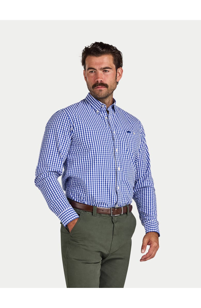 Raging Bull Classic Long Sleeve Gingham Shirt, Main, color, Navy