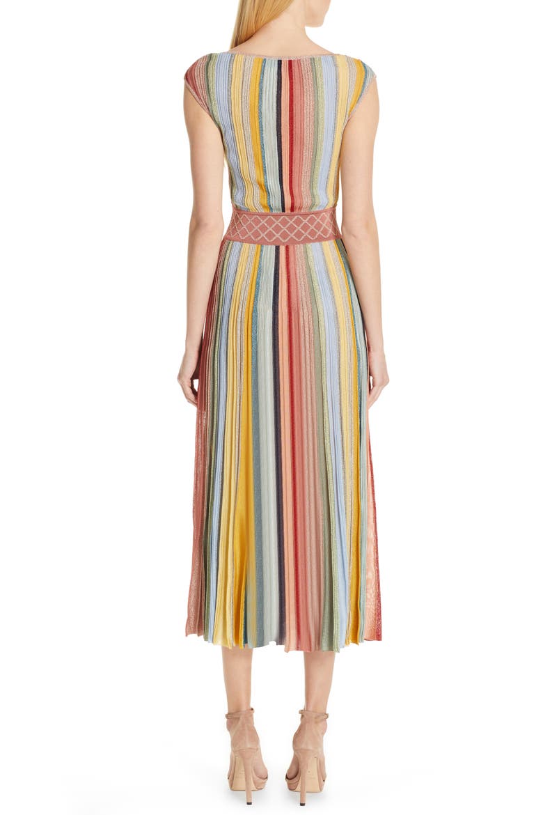 Reversible Metallic Stripe Sweater Dress, Alternate, color, PINK