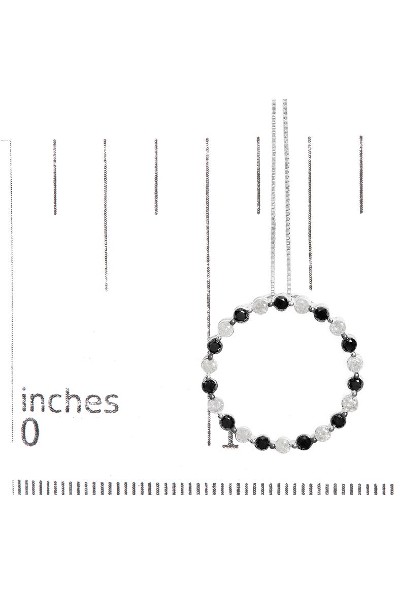 Silver 1 3/4 Cttw Black and White Diamond Open Circle Hoop Pendant Necklace, Alternate, color, White