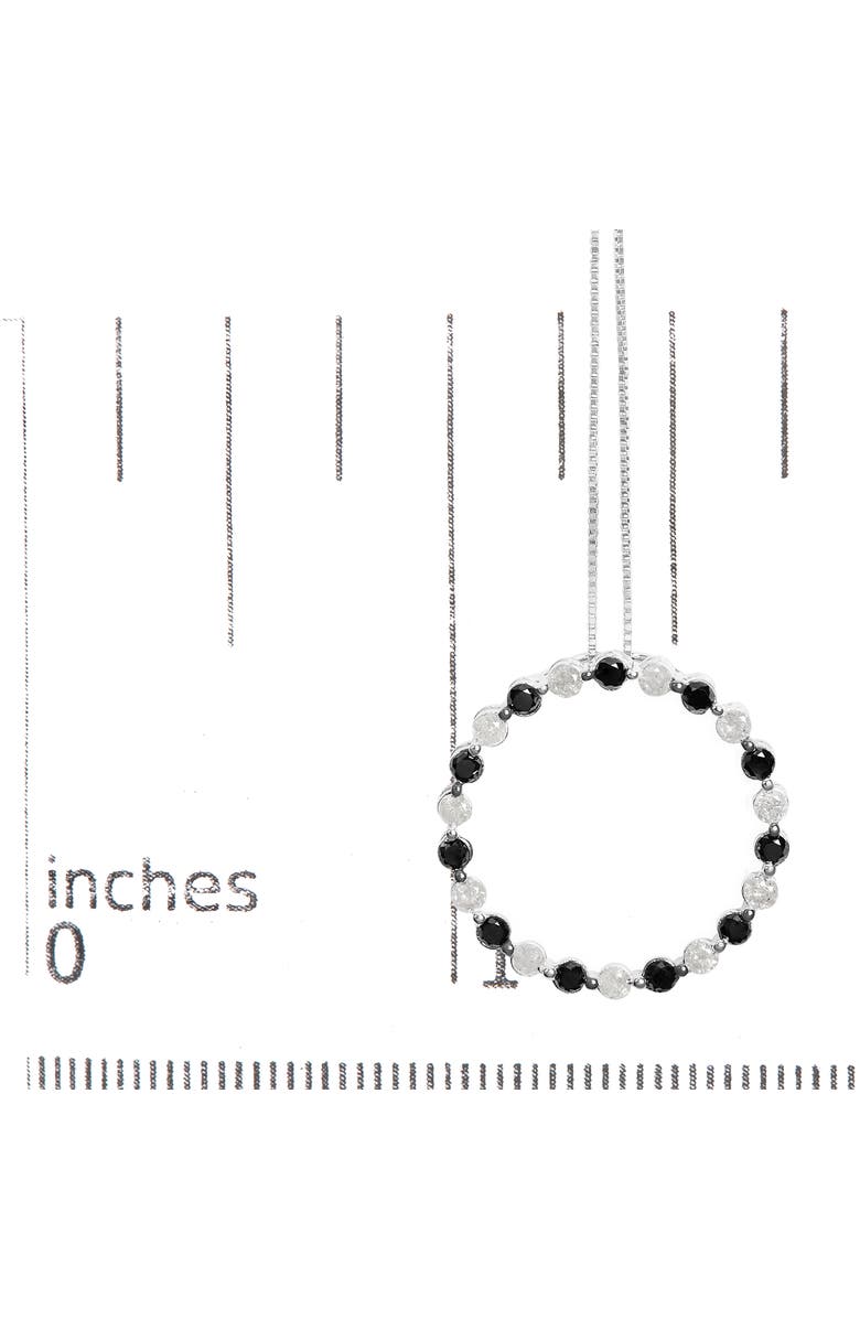 Haus of Brilliance Silver 1 3/4 Cttw Black and White Diamond Open Circle Hoop Pendant Necklace, Alternate, color, White