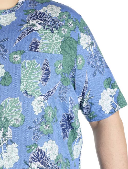 Harbor Bay By Dxl Big & Tall Floral Print Moisture-wicking Pocket T-shirt