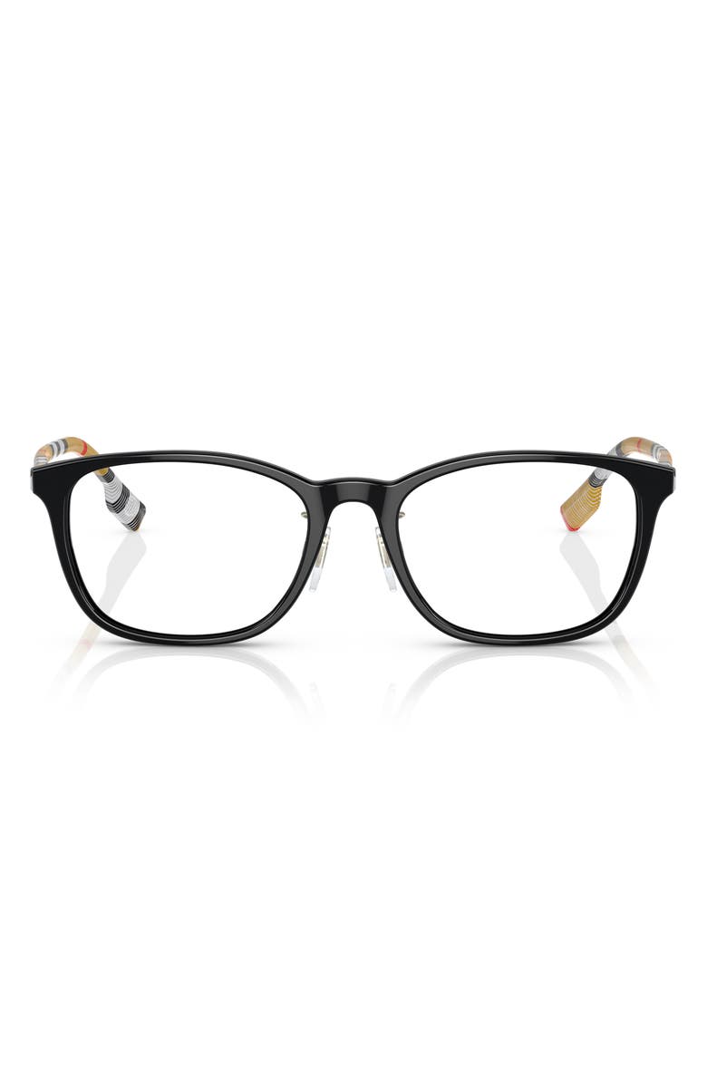 Burberry 53mm Rectangular Optical Glasses, Main, color, Black / Demo Lens
