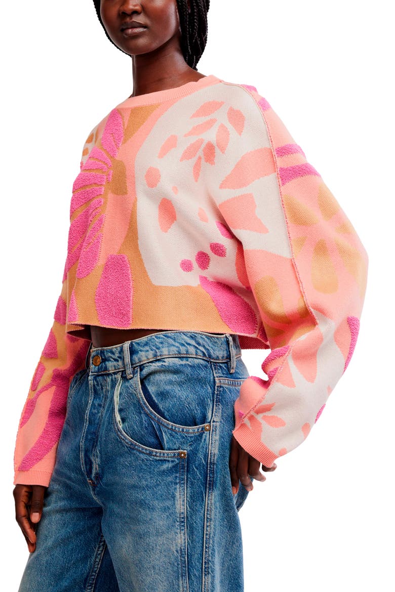 Mia Pullover Sweater, Alternate, color, CORAL KISS COMBO