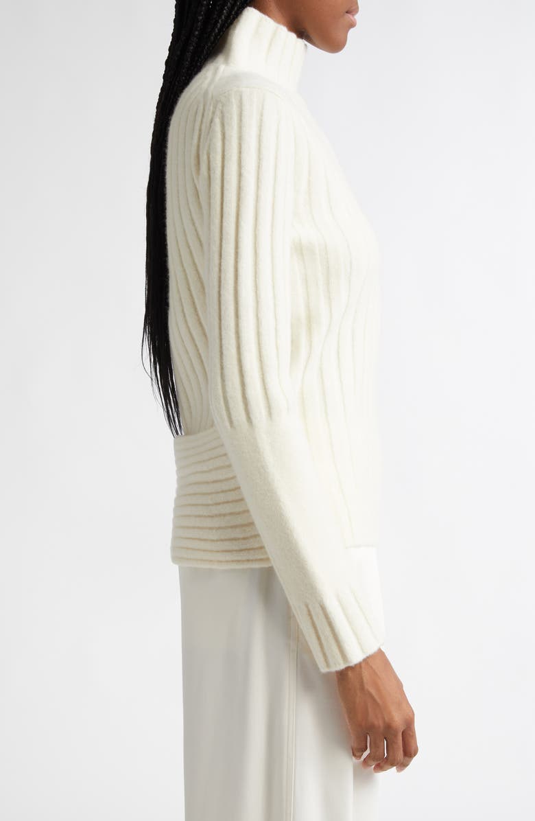 Proenza Schouler Haven Merino Wool & Cashmere Blend Rib Turtleneck Sweater, Alternate, color, Bone