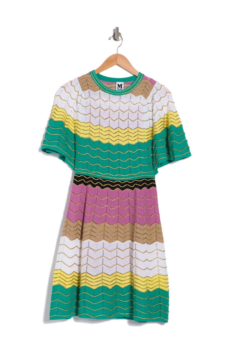 M Missoni Colorblock Short Sleeve Knit Dress, Alternate, color, 