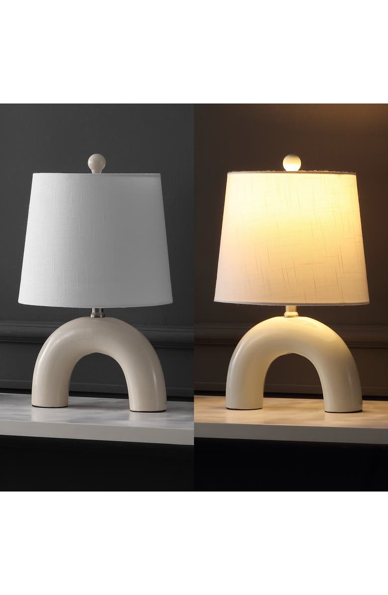 JONATHAN Y Zadie 17.75" Scandinavian Minimalist Ceramic Arch LED Table Lamp, Alternate, color, Almond
