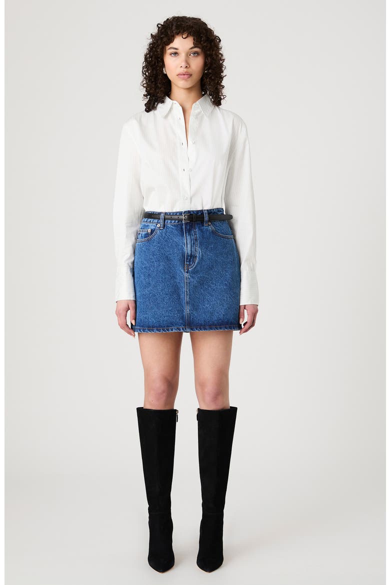 Pinstripe Cotton Poplin Button-Up Shirt, Alternate, color, CREAM-BLUE STRIPE