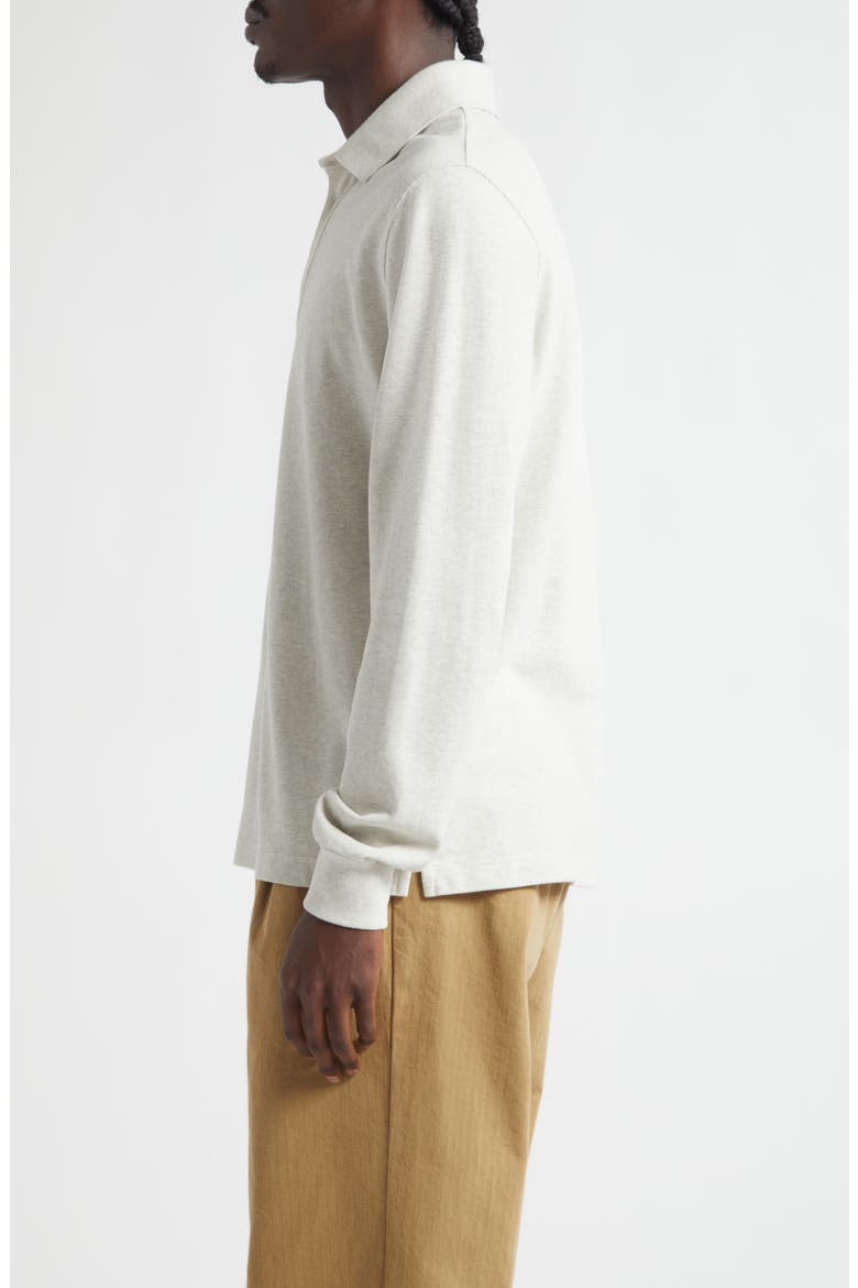 Long Sleeve Cotton Piqué Polo, Alternate, color, LIGHT HEATHER