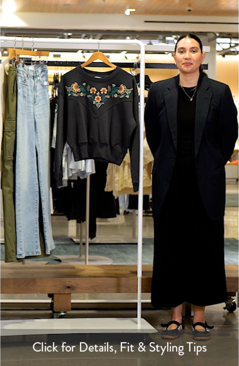 Floral Embroidered Yoke Sweatshirt, sales video thumbnail