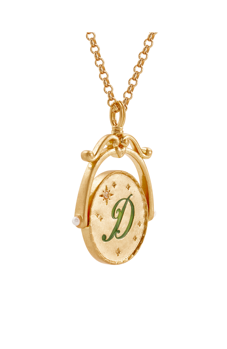 Fable England D Initial Daisy Gold Spinner Chain Necklace, Alternate, color, Gold