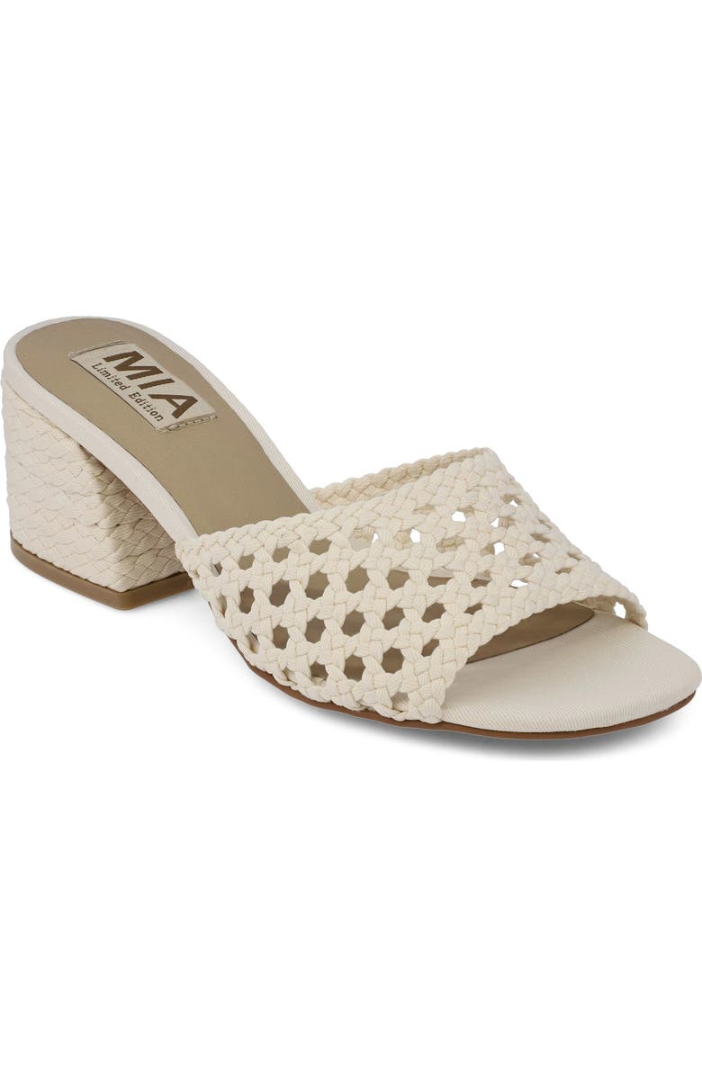 MIA Sahar Slide Sandal, Main, color, Bone Woven