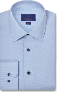 David Donahue Slim Fit Stretch Twill Microhoundstooth Dress Shirt